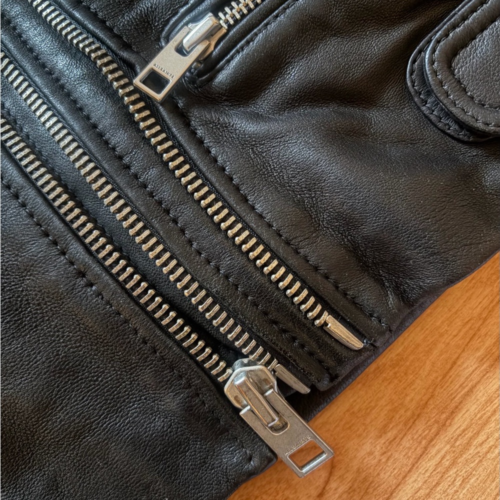 All Saints Alva Black Leather Biker Mini Skirt - Picture 9 of 15